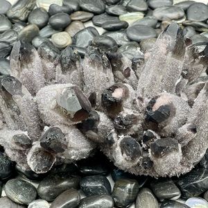 Dark purple gray crystal cluster large